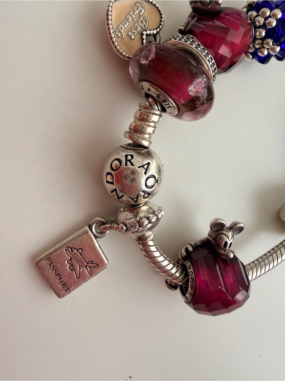 Pandora Silver Bracelet with Purple and Blue Beads - Picture 2 of 5